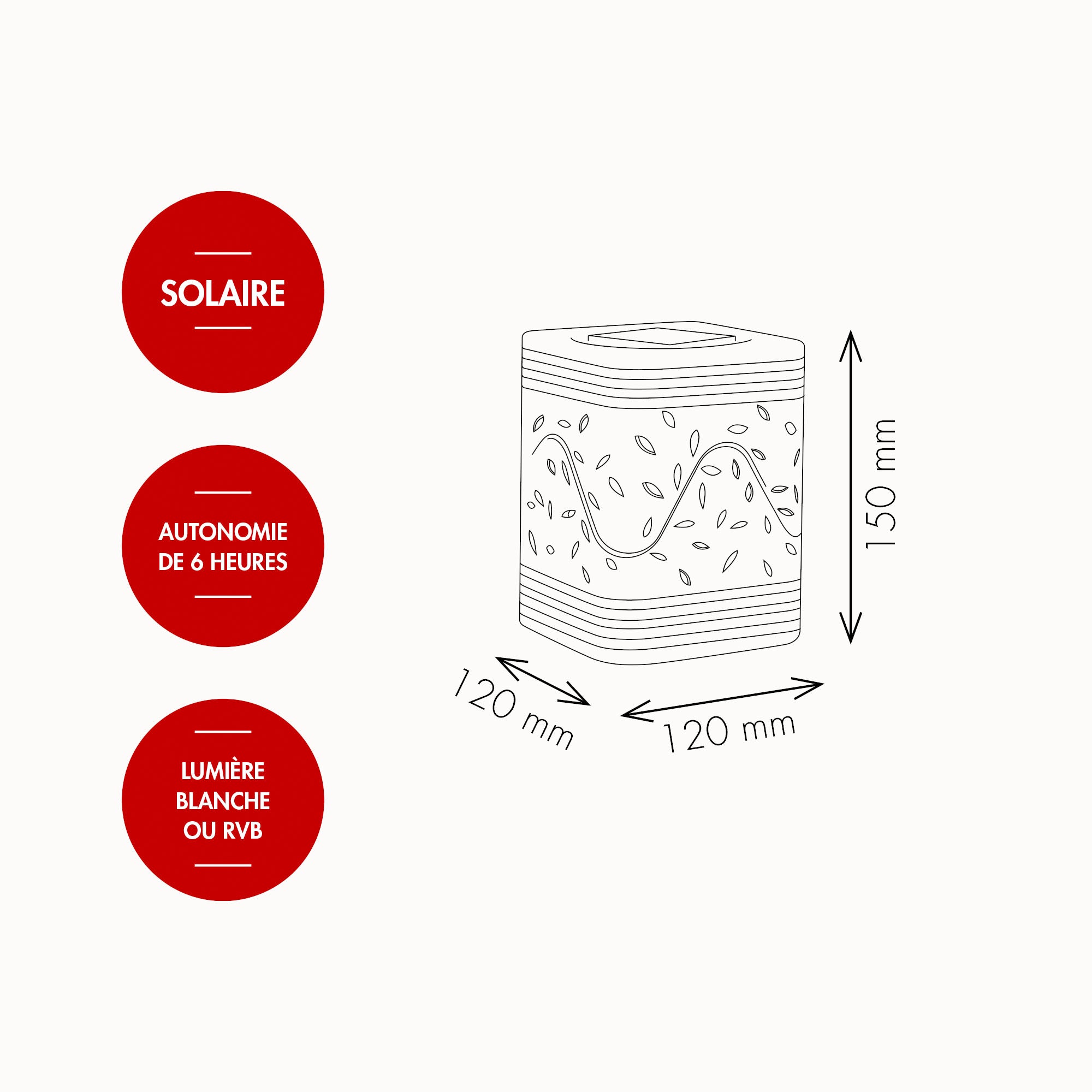 Lampe Gaoling solaire carré